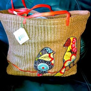 New Vera Bradley large straw tote